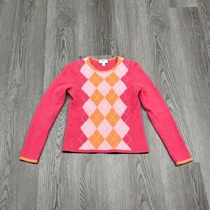 Vintage Cashmere Pink Argyle Sweater
